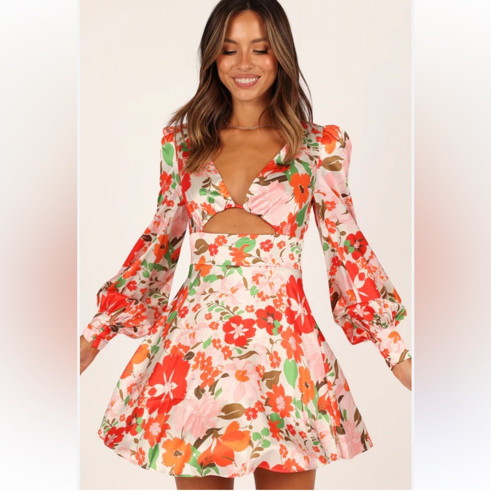 Floral V-Neck Cutout Dress